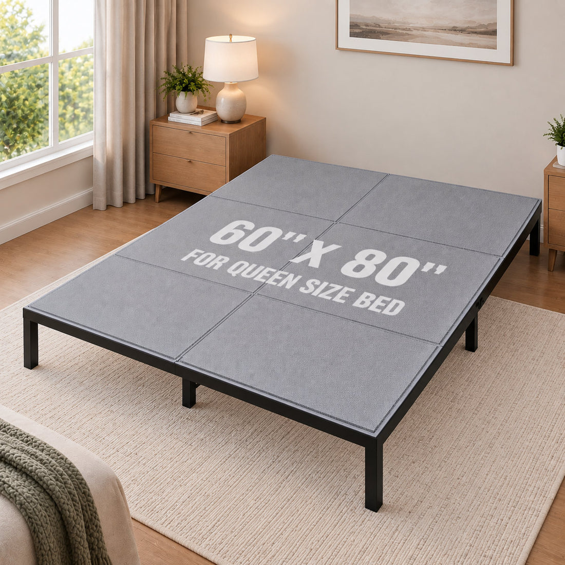 0.4'' Bunkie Board Queen 60X80'' For Bedroom Breathable & Moisture Resistant Foldable Bed Support Panels For Bed Frame Heavy Duty Low Profile Bed Support Board Queen Box Spring Supplement Noise Minimizing