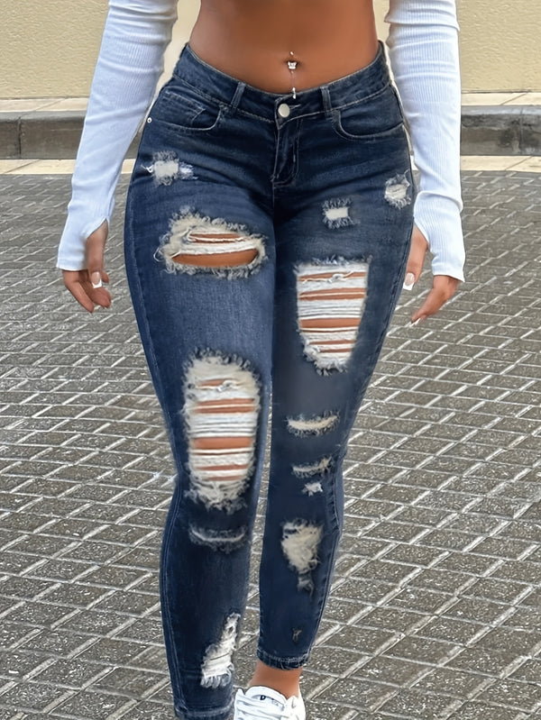 womens distressed skinny jeans stretch denim