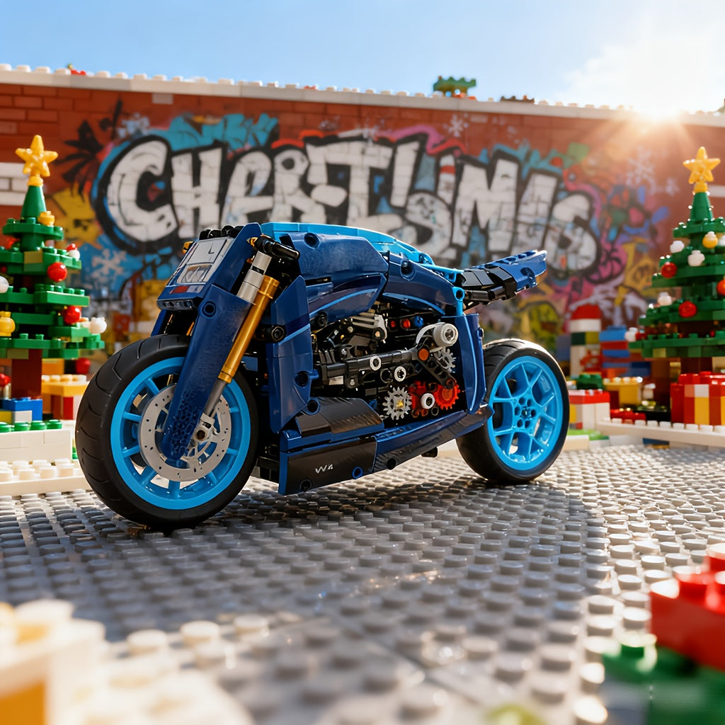 1 8 motorcycle building blocks high assembly