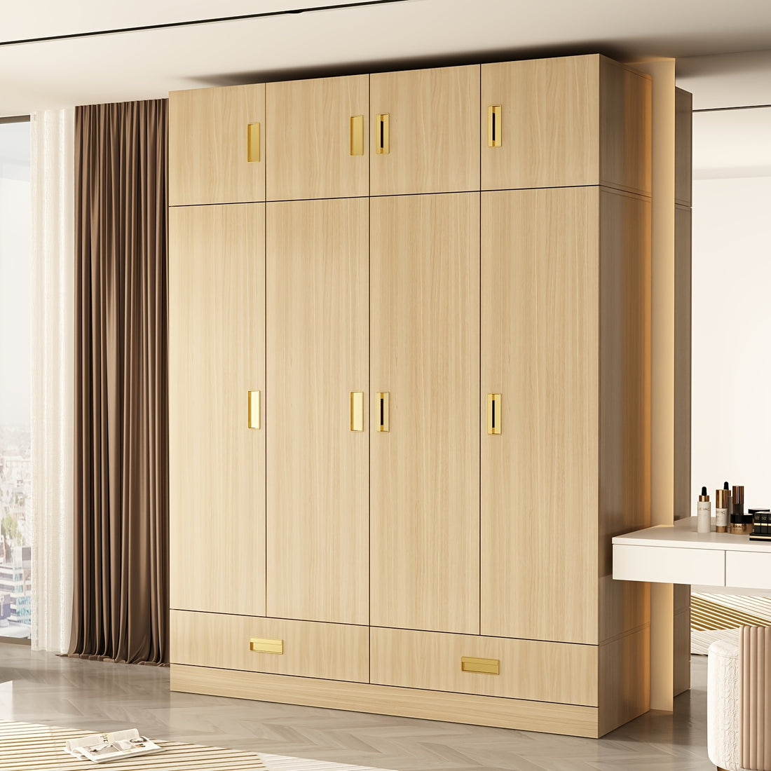 modern 4 door wardrobe closet 2 drawers cubic