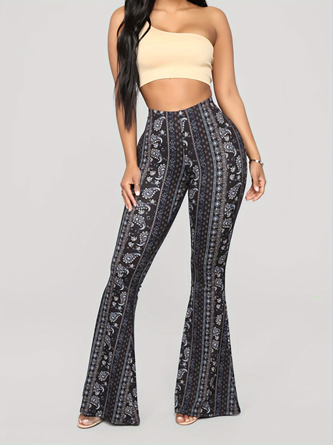paisley casual flared pants high waisted taboo