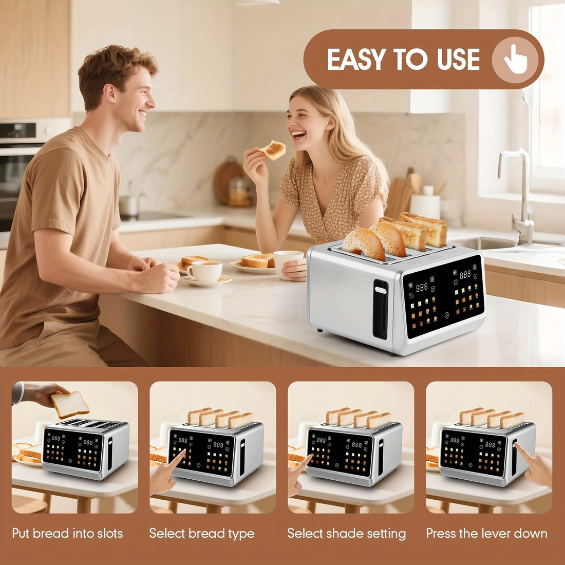 toaster 4 stainless steel digital smart toaster