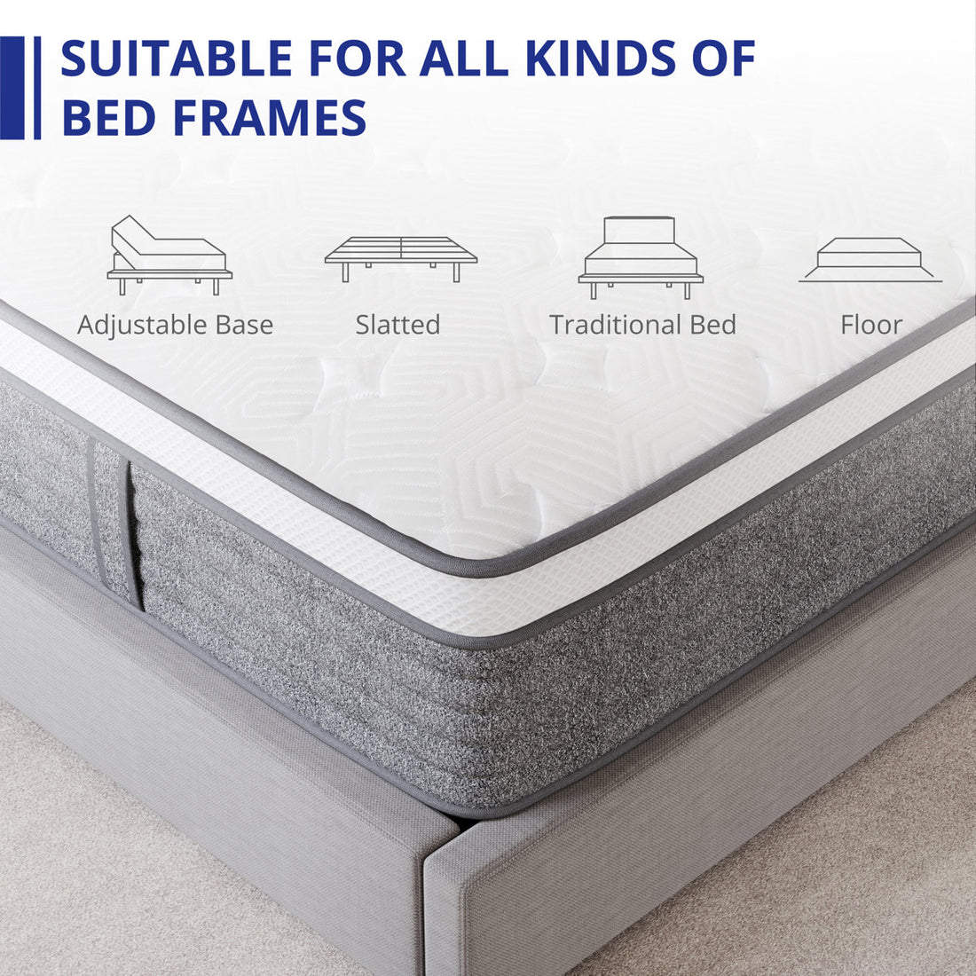 10" Medium Hybrid Mattress with Motion Isolation, Reinforced Edge Support