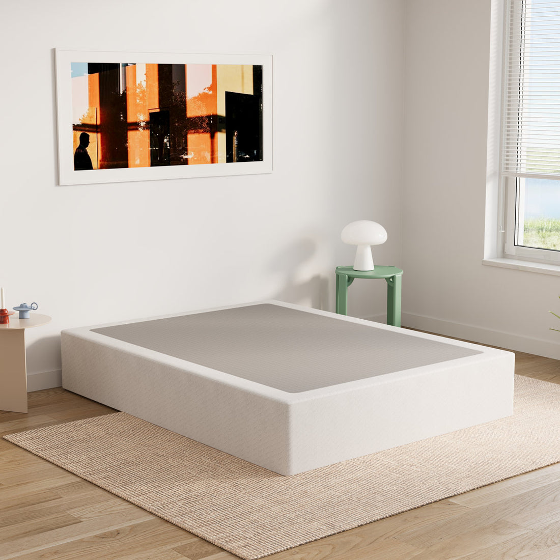 10 Inch Queen Metal Box Spring With Frabric Cover, Easy Assembly