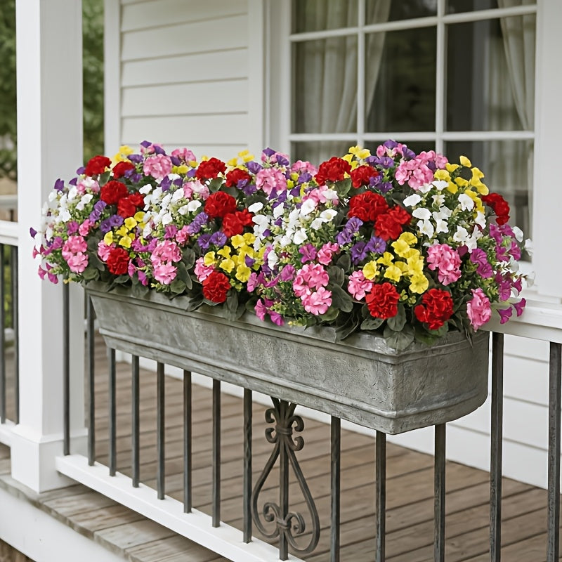 6 bunches artificial geranium mixed faux flowers uv