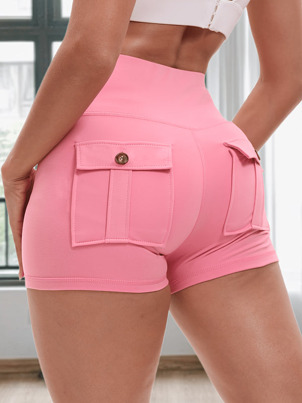 1 pack high elastic waistband shorts 2 button