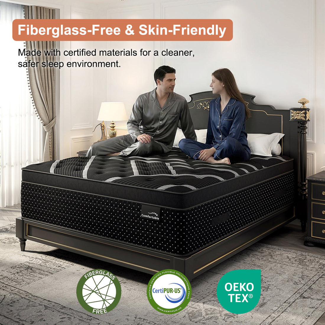 12"/14" Medium-Firm Hybrid Mattress with Gel Memory Foam, Fiberglass-Free Mattress in a Box for Twin/Full/Queen/King