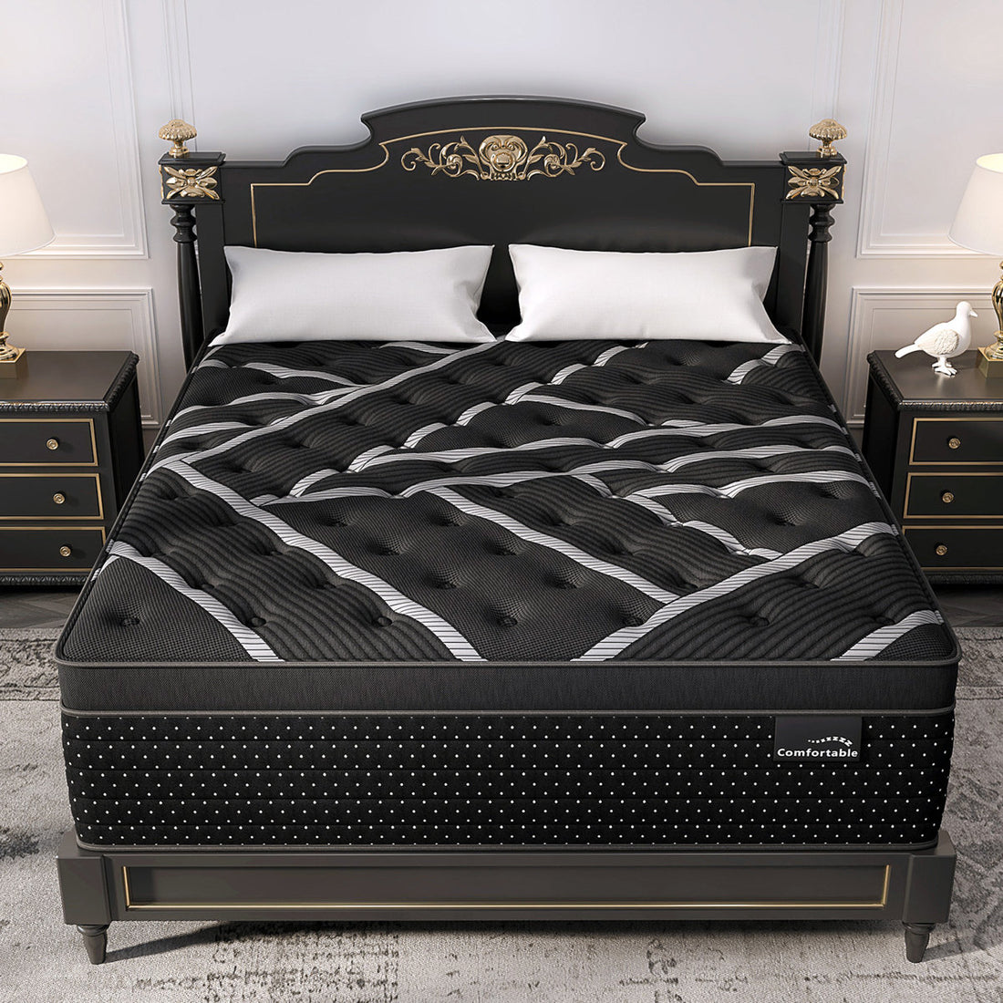 12"/14" Medium-Firm Hybrid Mattress with Gel Memory Foam, Fiberglass-Free Mattress in a Box for Twin/Full/Queen/King