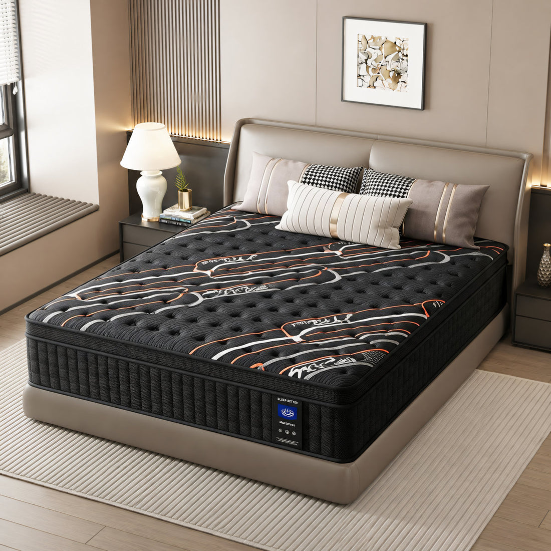 12" Medium Firm Hybrid Mattress in a Box - Breathable Euro Top with Cooling Gel Memory Foam and Individual Pocket Springs for Motion Isolation and Pressure Relief