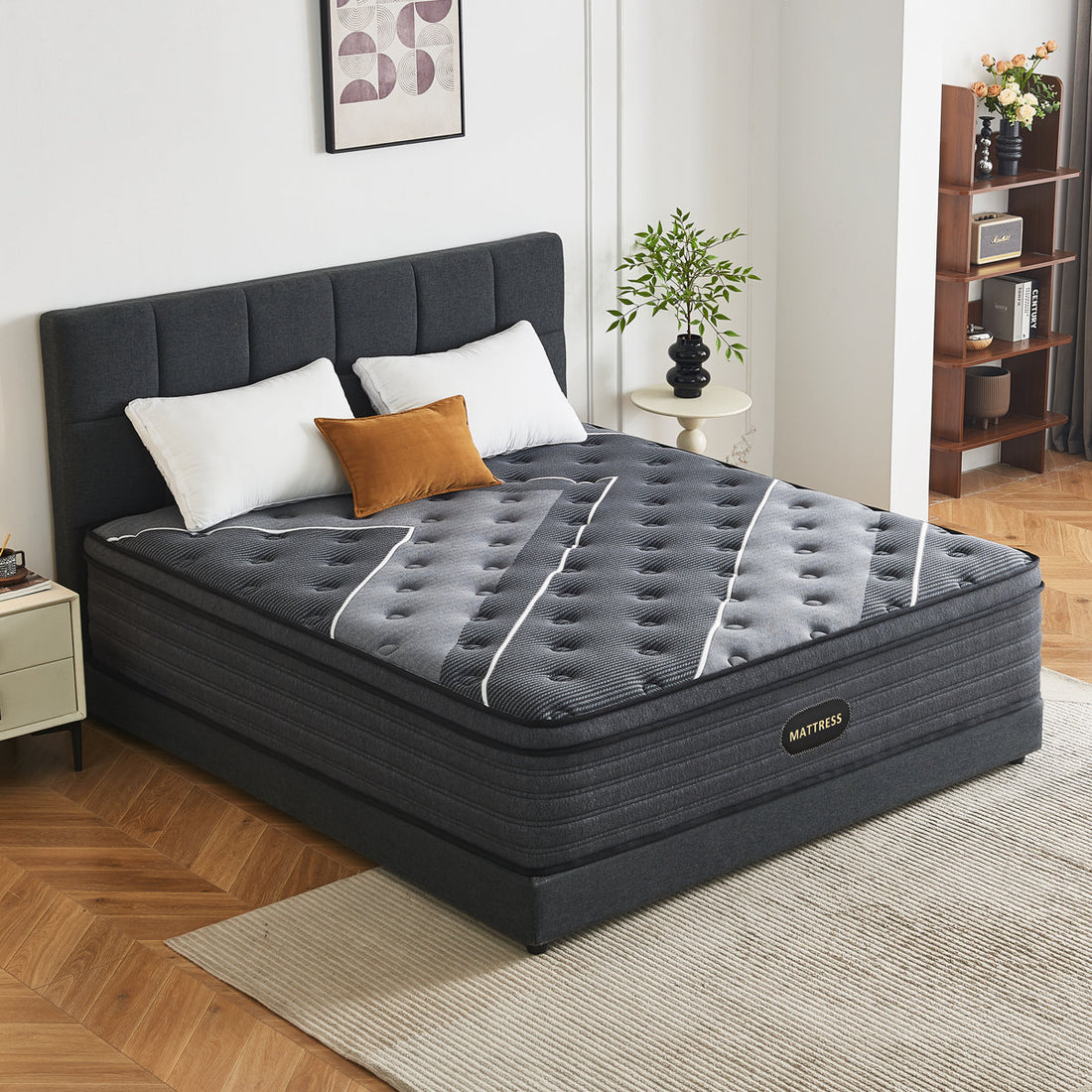 12" Queen Medium Hybrid Mattress, Cooling Gel Memory Foam Pocket Coil Mattress in a Box, Reinforced Edge Support, Fiberglass-Free, CertiPUR-US Certified