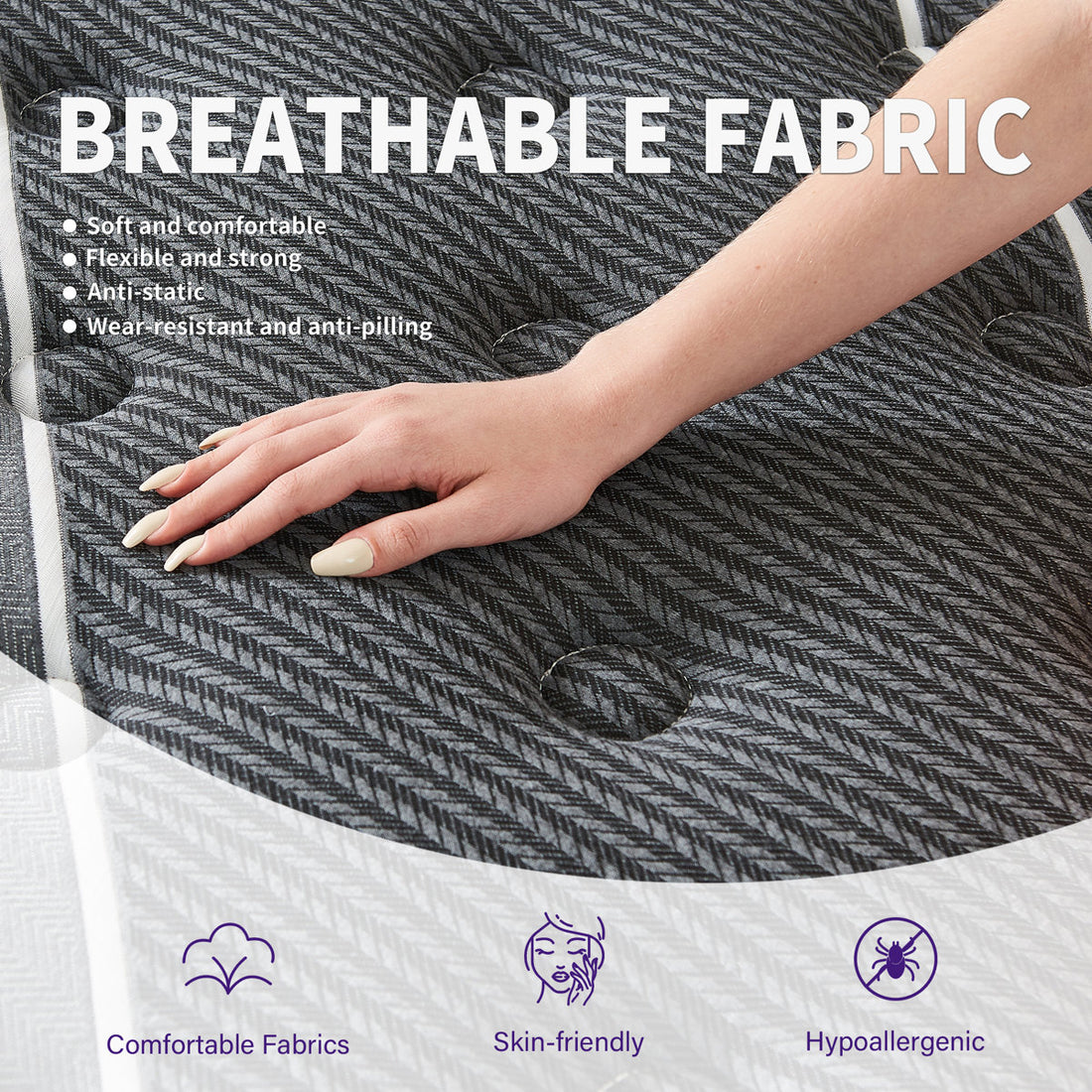 12" Queen Medium Hybrid Mattress, Cooling Gel Memory Foam Pocket Coil Mattress in a Box, Reinforced Edge Support, Fiberglass-Free, CertiPUR-US Certified