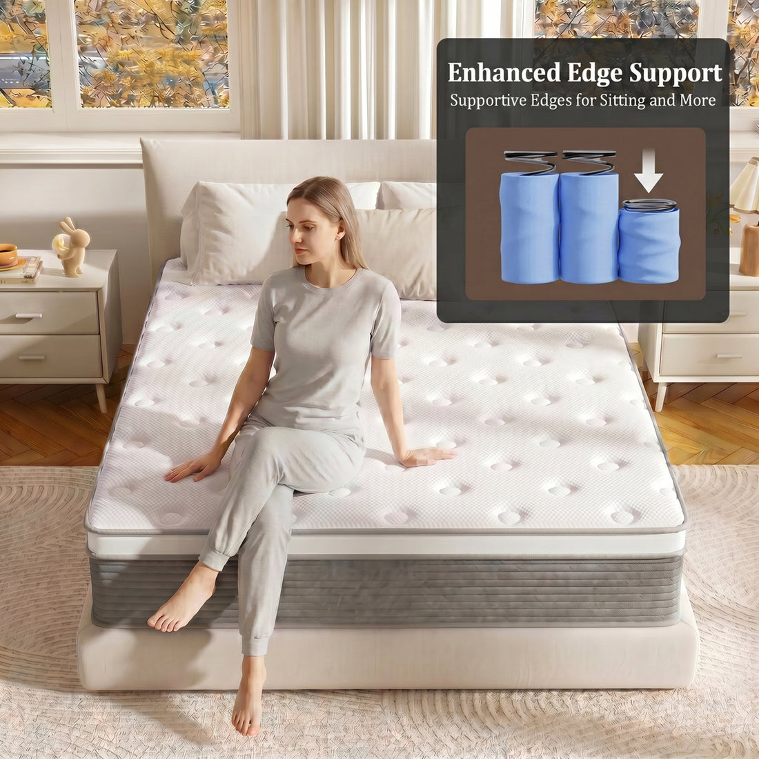 12'' Medium Pocket Spring Hybrid Memory Twin XL Mattress With Certipur-US Certified Foam,In A Box