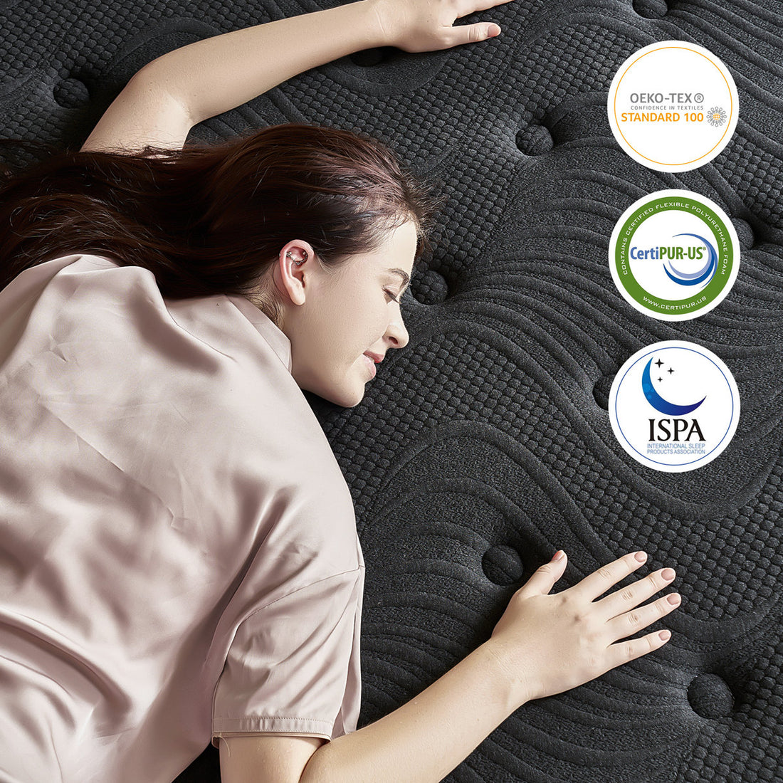 12 Inch Hybrid Queen Size Mattress in a Box, Cooling Gel Memory Foam & Pocket Coils for Pain Relieving & Pressure Relief, Medium Firm with Motion Isolation & Edge Support, CertiPUR-US Certified, Fiberglass-Free (Black)
