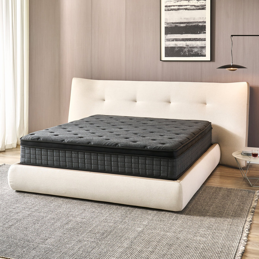12 Inch Hybrid Queen Size Mattress in a Box, Cooling Gel Memory Foam & Pocket Coils for Pain Relieving & Pressure Relief, Medium Firm with Motion Isolation & Edge Support, CertiPUR-US Certified, Fiberglass-Free (Black)