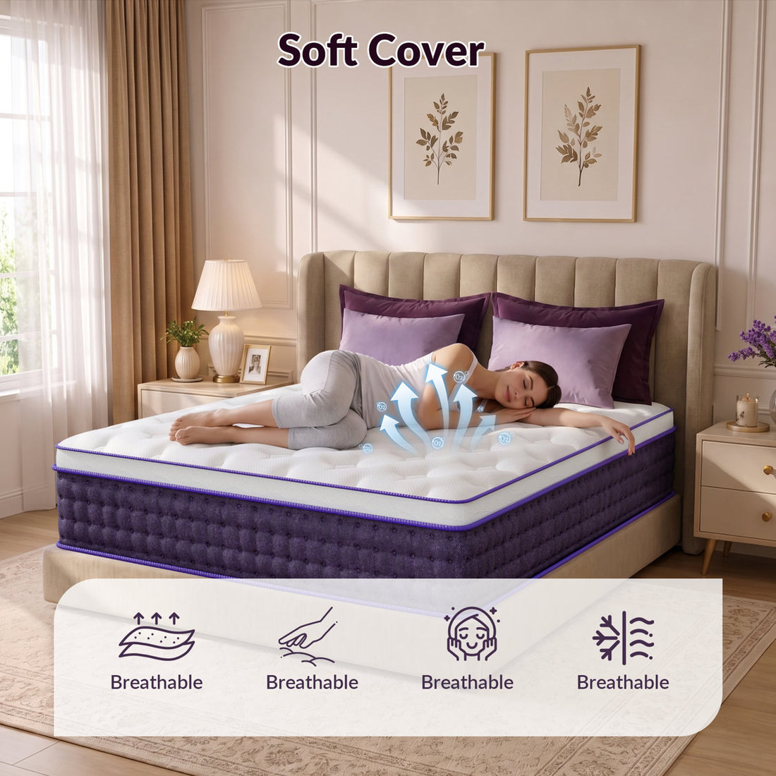 12 Inch Queen Soft Gel Memory Foam Hybrid Mattress, Cloud-Like Body Contouring, Pressure Point Relief, Fiberglass-Free, CertiPUR-US & OEKO-TEX Certified