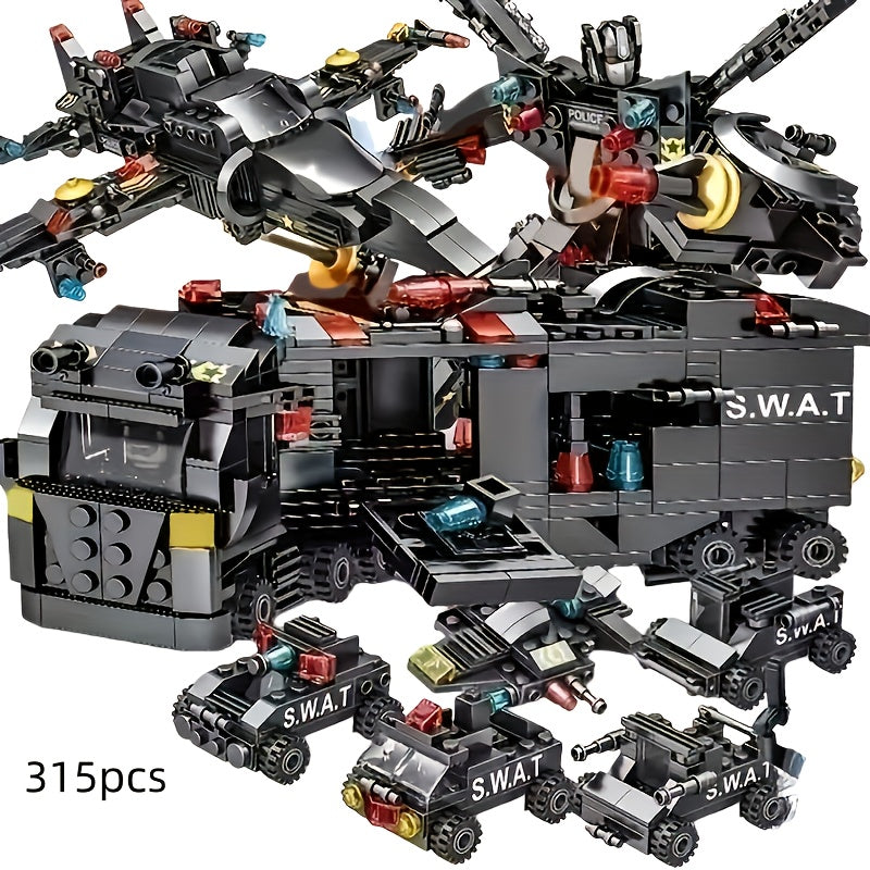 315pcs vehicle building blocks swat robot car