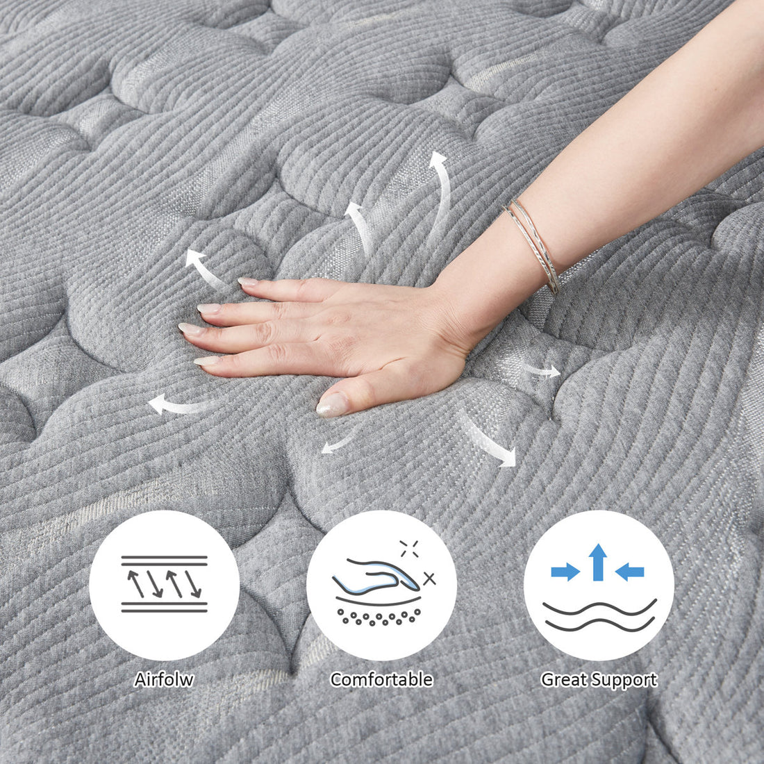 14" Bovingdon Firm Memory Foam Pocket Spring Hybrid Mattress, Motion Isolation, Firm Edge Support