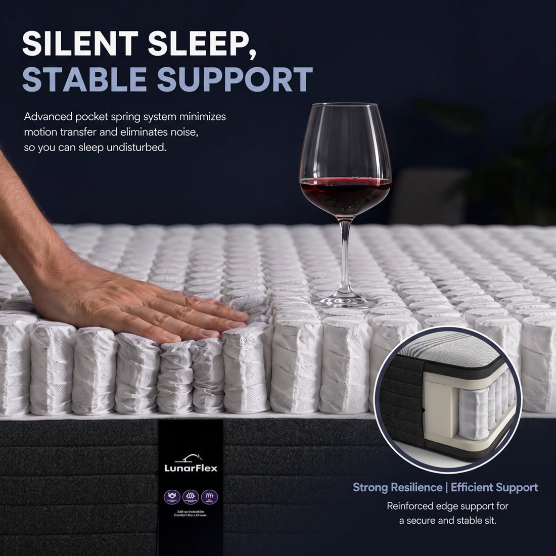 14" Graphene Temperature Regulating Medium Plush Gel Memory Foam Hybrid Pocket Coil Mattress in a Box with CertiPUR-US & OEKO-TEX® Certified
