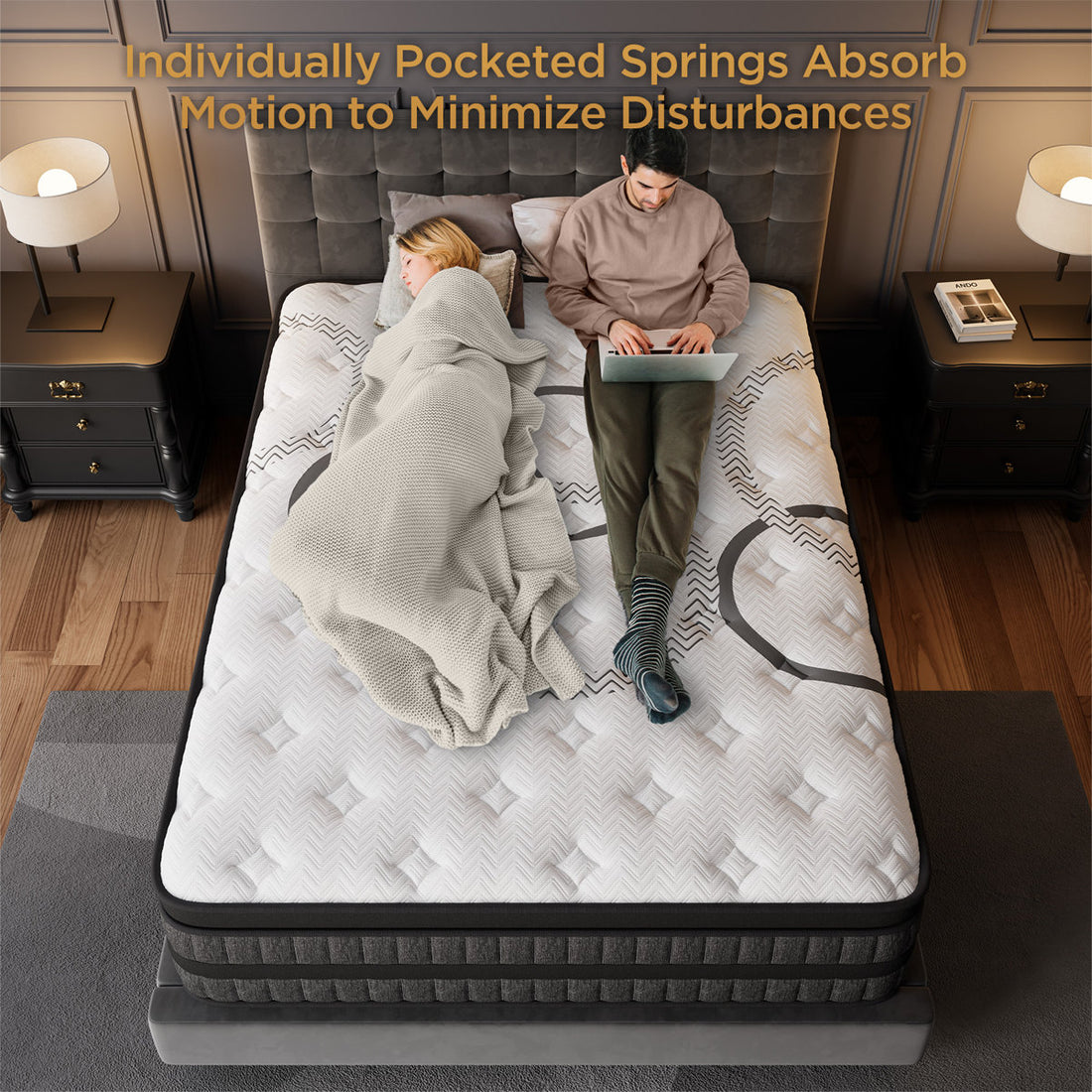 14" Medium Firm Euro Top Hybrid Mattress with Multi-layer Gel Memory Foam,Enhanced Pocket Springs for Motion Isolation & Pressure Relief
