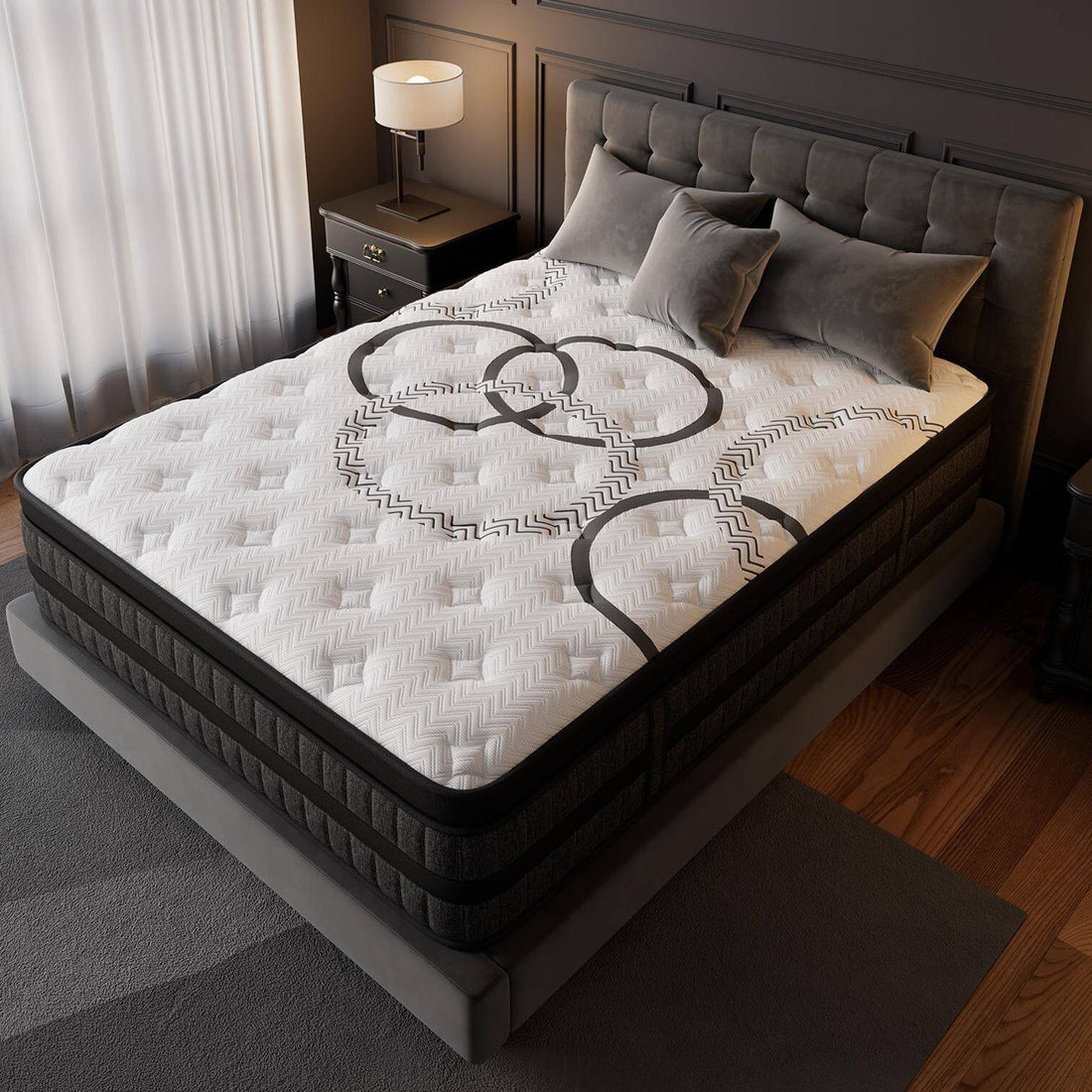 14" Medium Firm Euro Top Hybrid Mattress with Multi-layer Gel Memory Foam,Enhanced Pocket Springs for Motion Isolation & Pressure Relief
