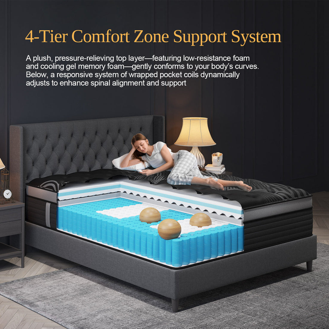 14'' Medium-Firm Euro Top Cooling Memory Foam Hybrid Mattress in a Box