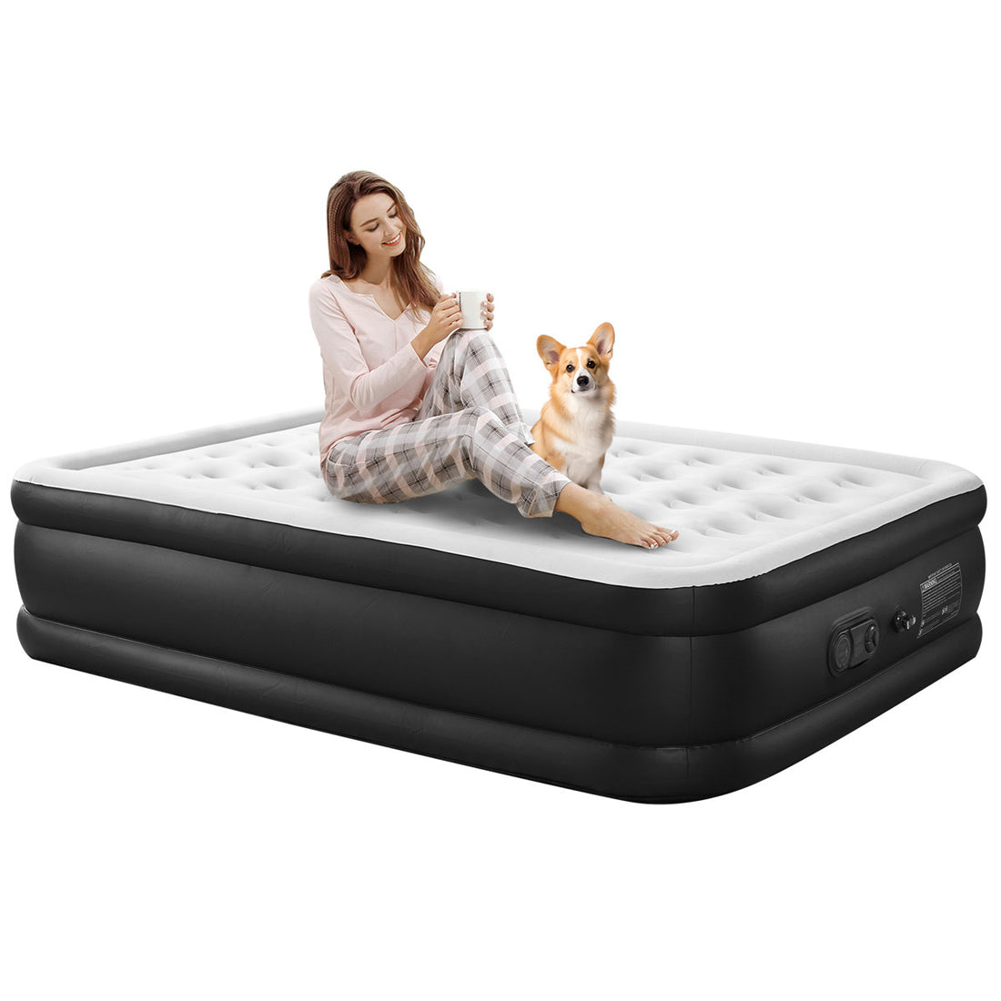 16" H Air Mattress Bed with Built- in Pump Blow Up Mattresses for Camping, Indoor Colchon, Guests