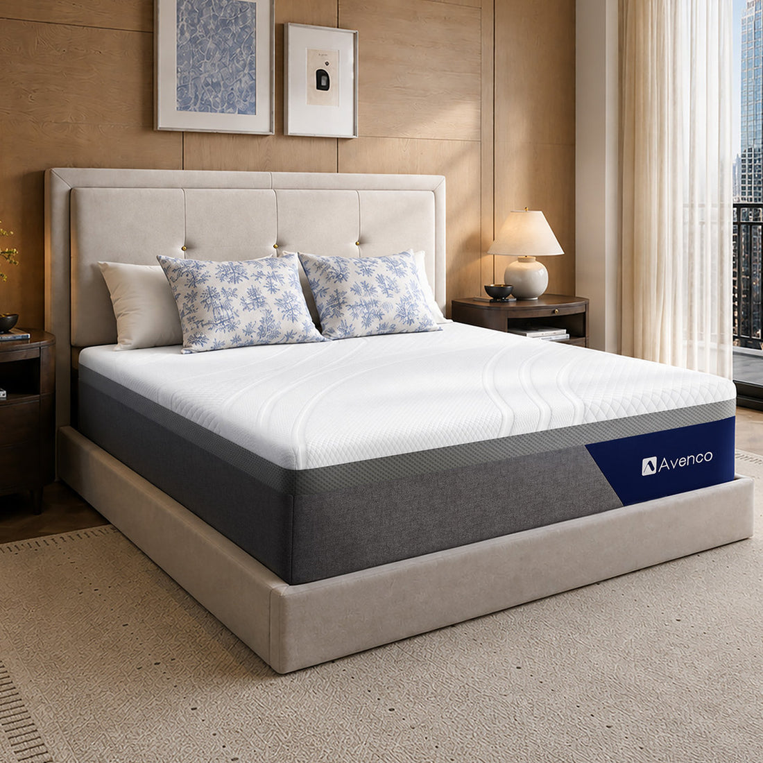 16" King Charcoal Cooling Gel Memory Foam Mattress,Medium Support with Removable Cover