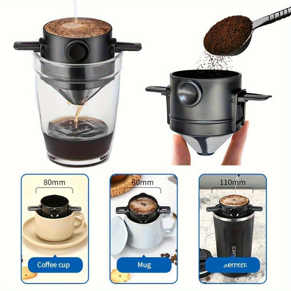 portable stainless steel reusable coffee filter foldable