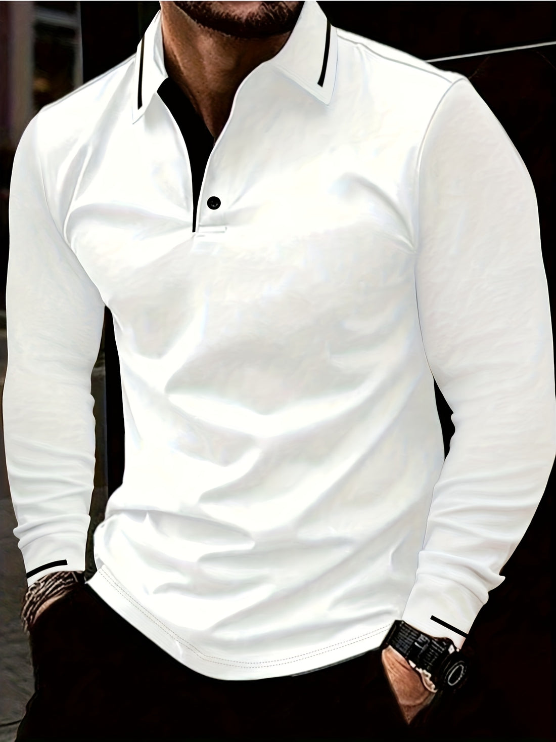 mens fashion long sleeve shirt casual golf wear