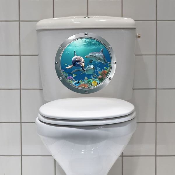 1 world toilet seat sticker mural creation