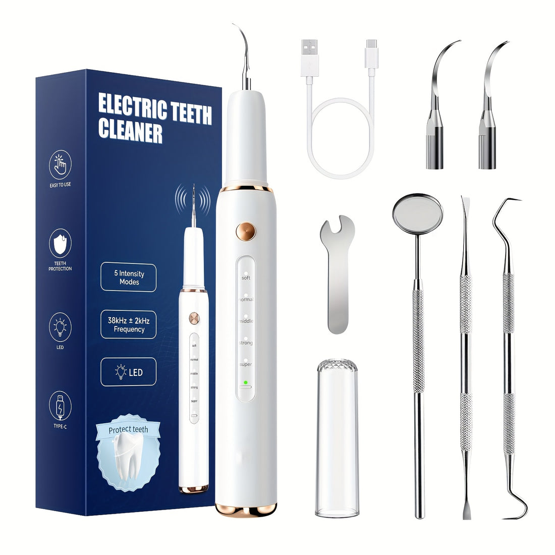 rechargeable tooth cleaner 5 speed ipx6 splash