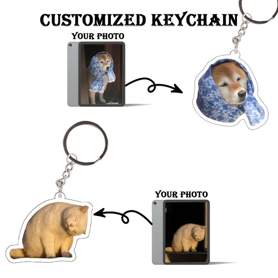1 photo text keychain