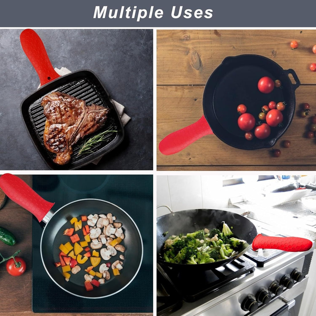 set 4 silicone heat resistant handle covers handle