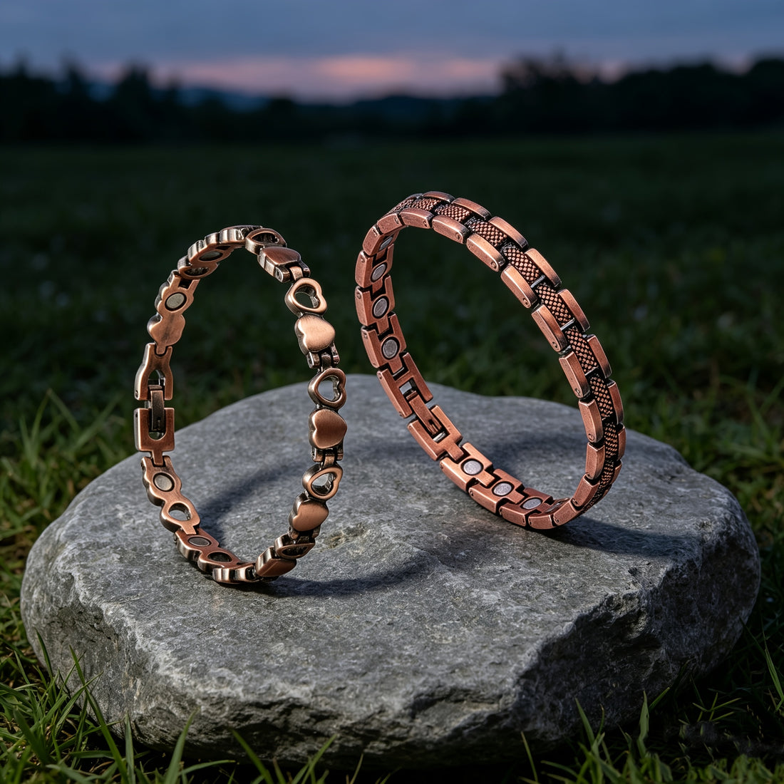 2pcs set womens copper magnetic anklets a free size