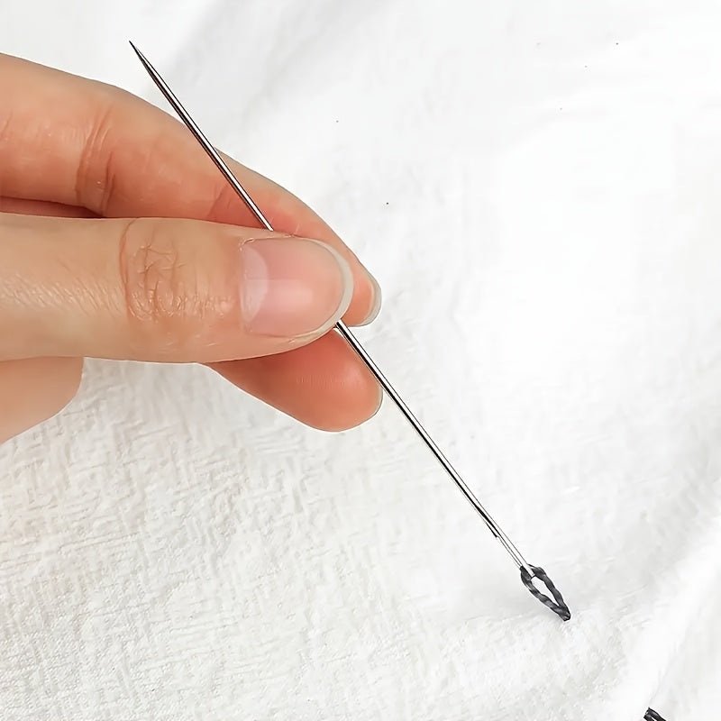 15 large random eye sewing needles hand faux leather