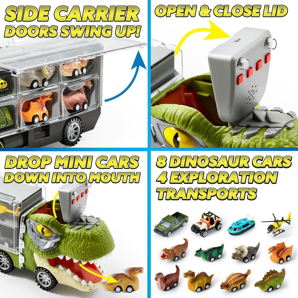 13 packs dinosaur truck toys kids transport