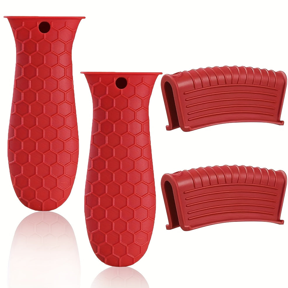 set 4 silicone heat resistant handle covers handle
