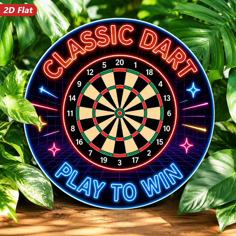 2d flat 1pc retro game wall sign round dartboard