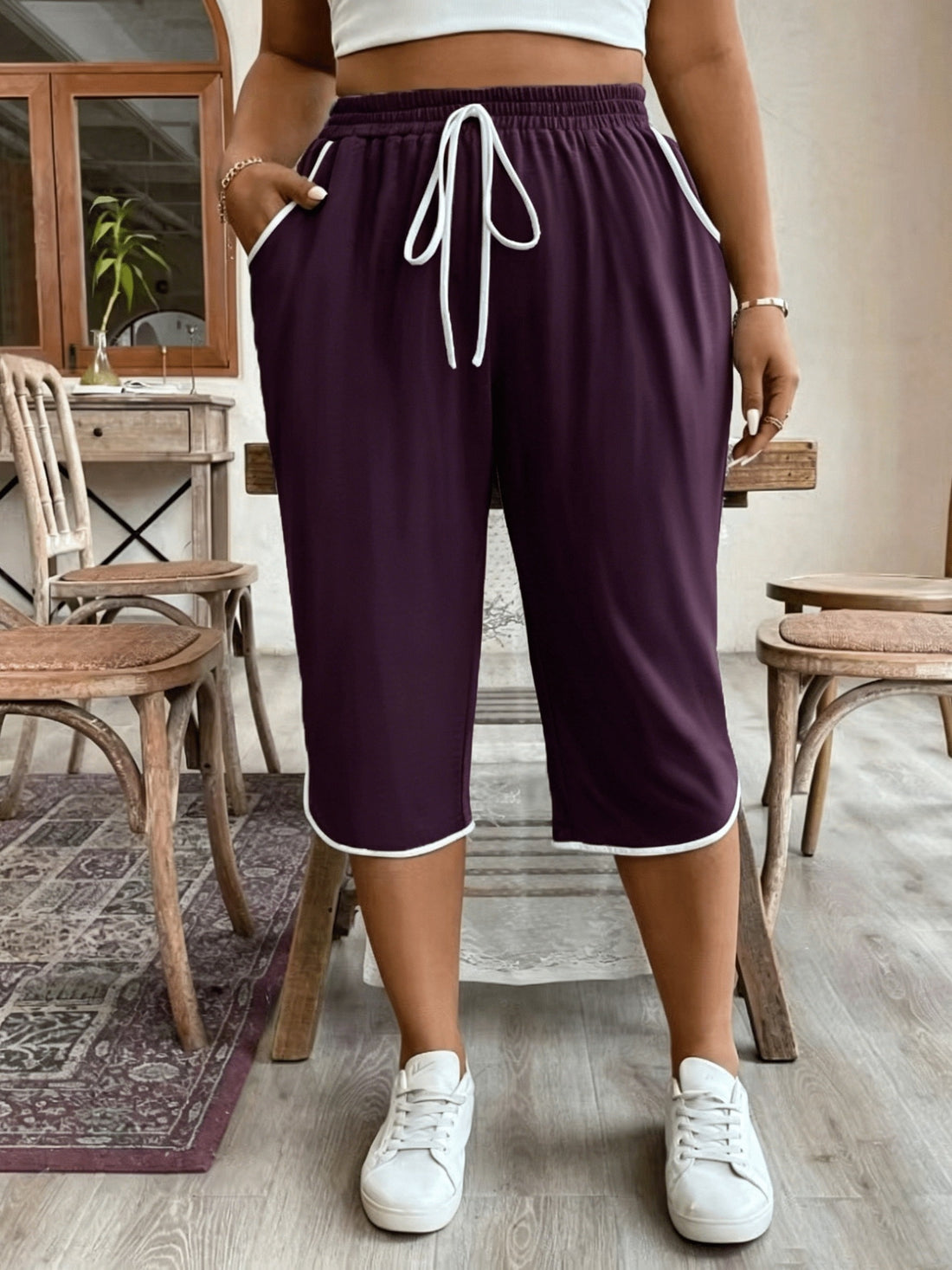 plus size y casual color block capri pants lounge pants temu
