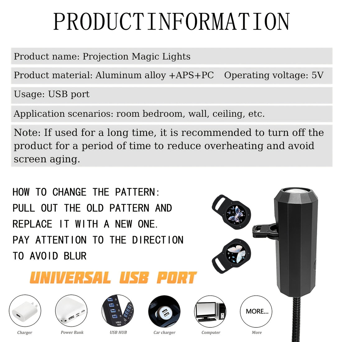 portable led projector light 5 replaceable