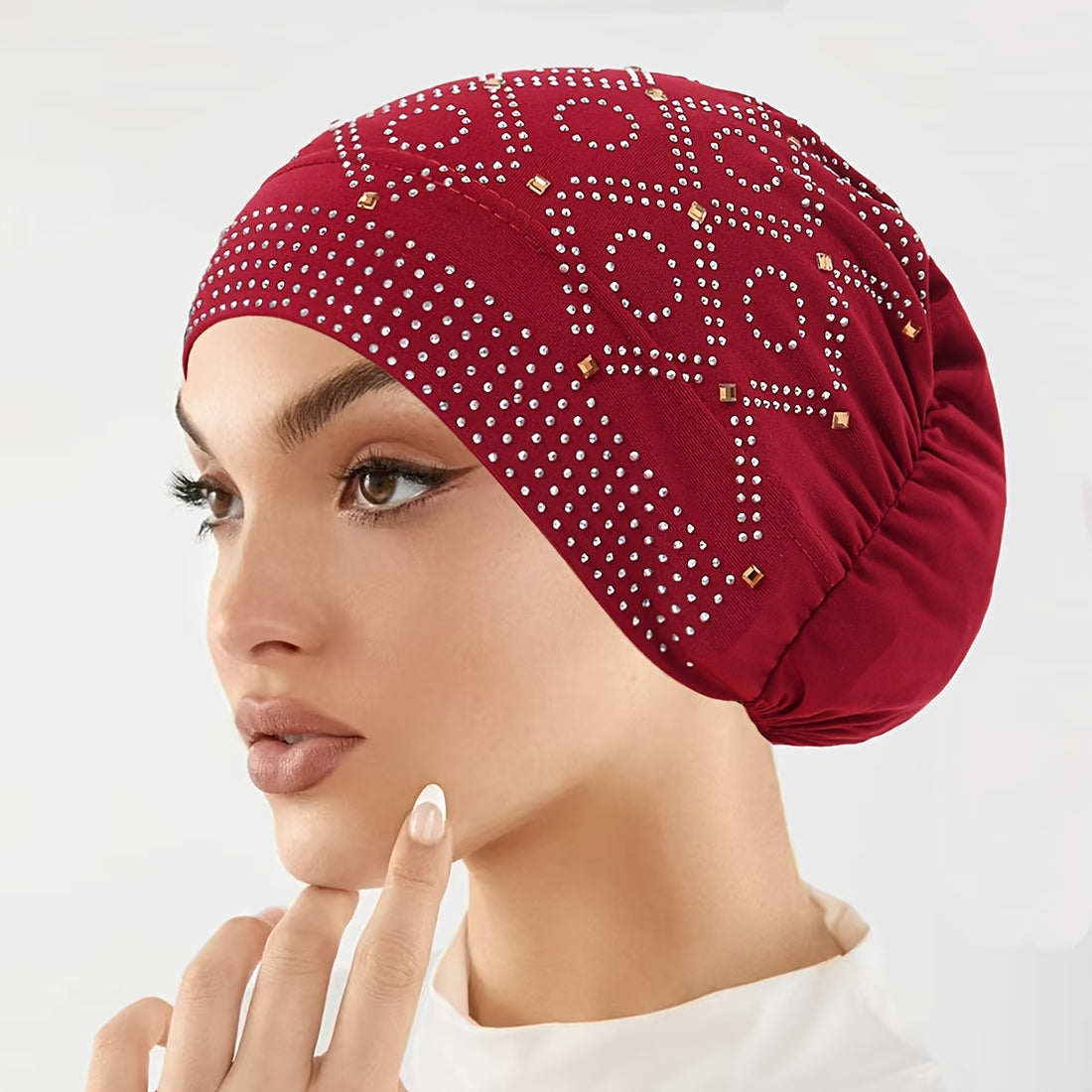 womens fashionable encrusted headscarf hat hat