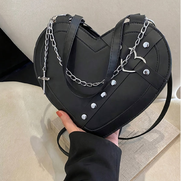 women gothic y2k punk shaped shoulder bag rivet