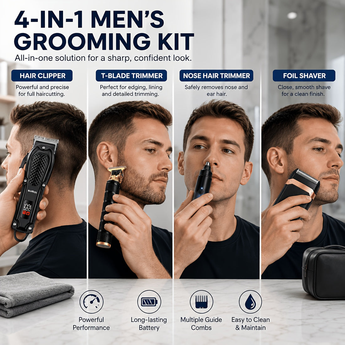 rechargeable electric grooming kit an lcd battery