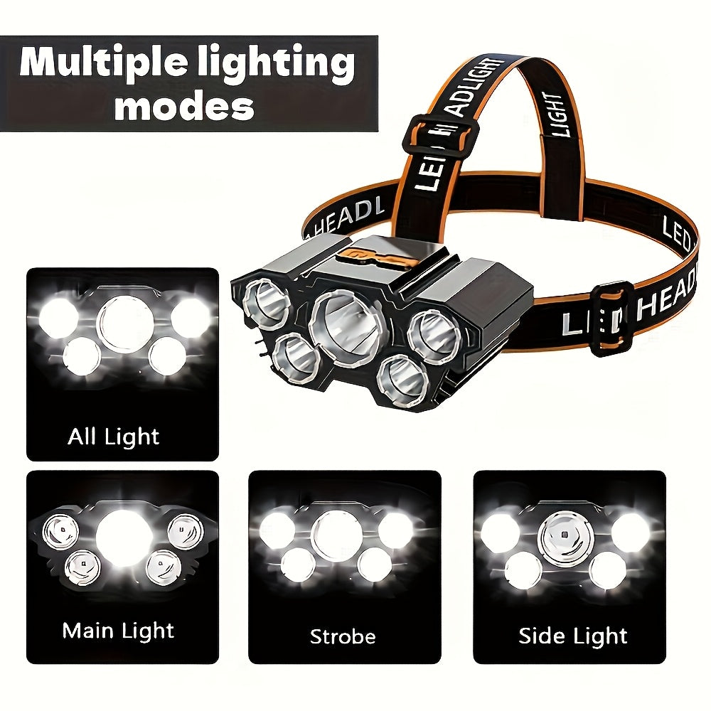 2pcs rechargeable headlamps 5 led headlamps