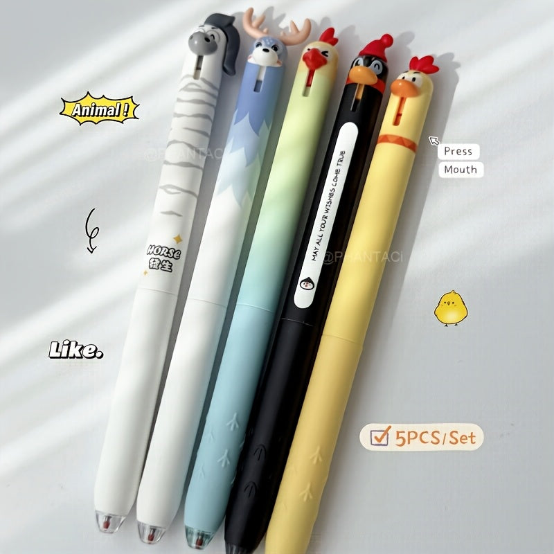 set 5 themed gel pens 0 5mm quick drying black ink