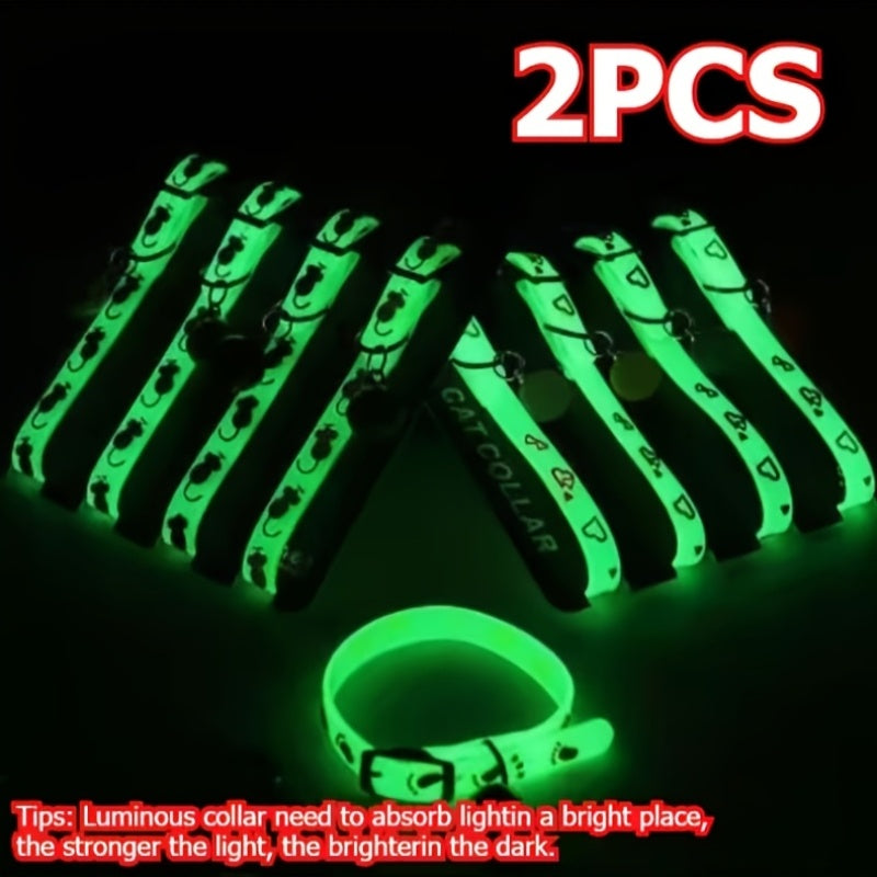 2pcs 1pc random color collar bell luminous night