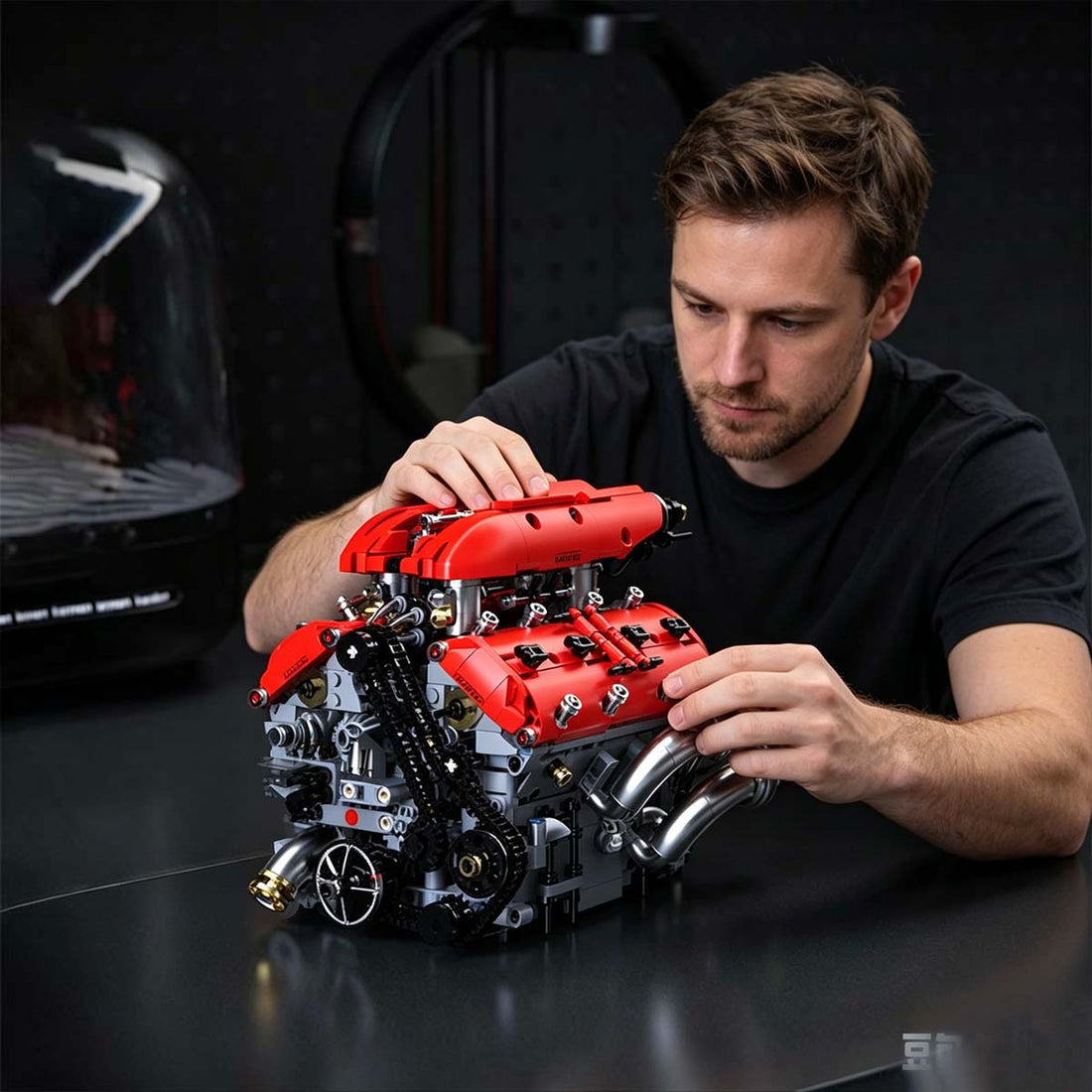 v8 red model 1289 1370pcs v4 engine 1001pcs a