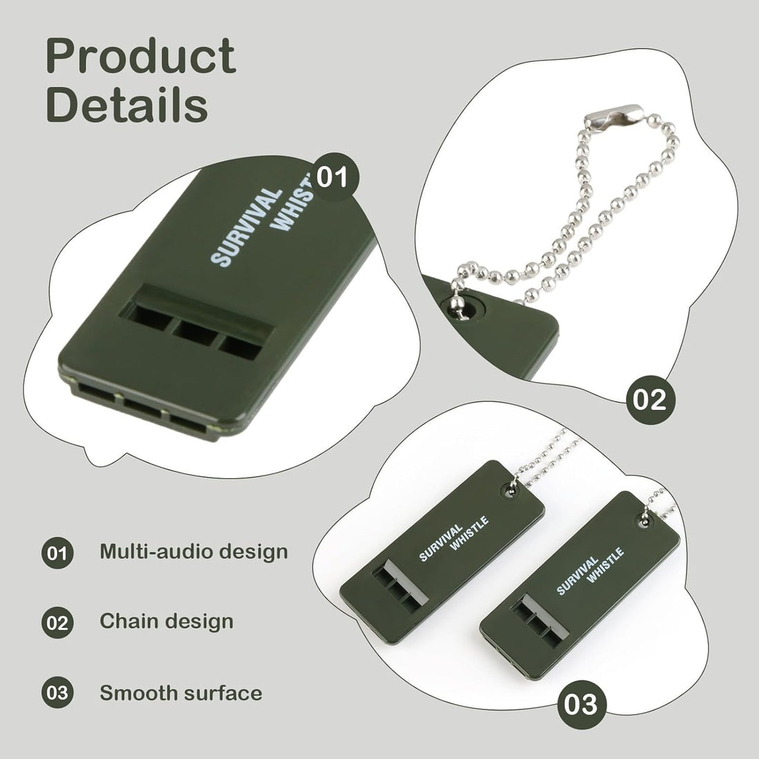 4pcs emergency survival whistle loud triple tube