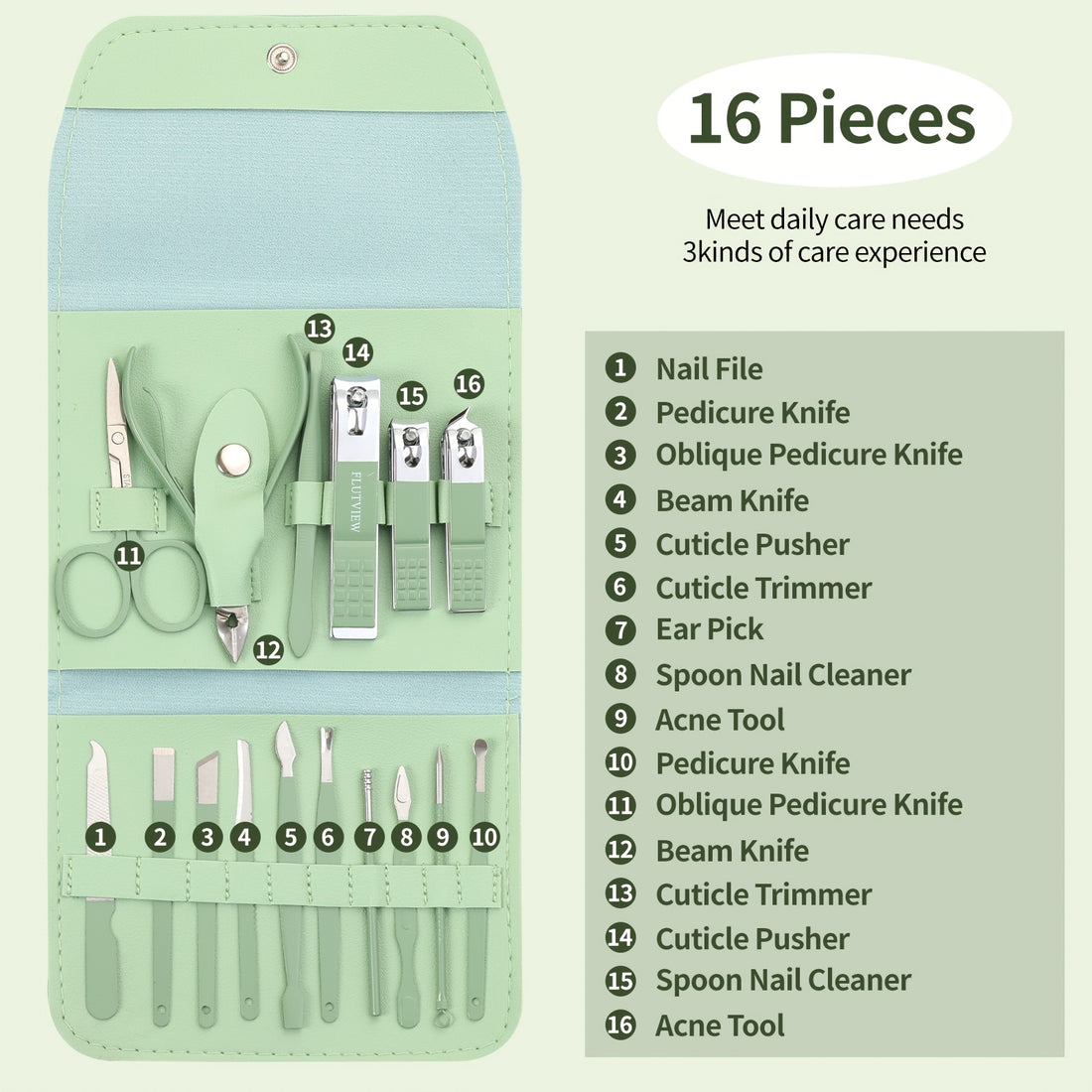 1 set 16 premium stainless steel nail clippers