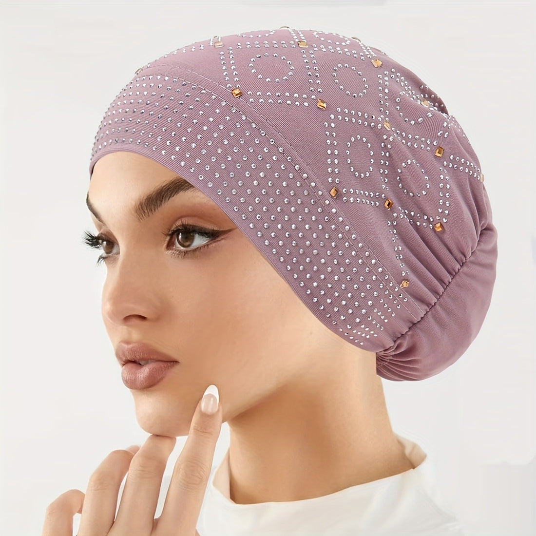 womens fashionable encrusted headscarf hat hat